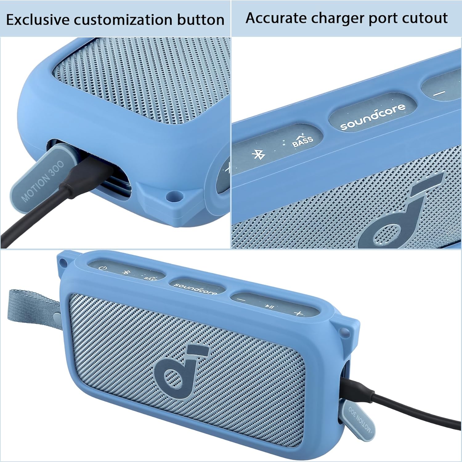 co2CREA Soft Silicone Case Compatible with Anker Soundcore Motion 300 Wireless Hi-Res Portable Speaker, Blue Cover - Image 3