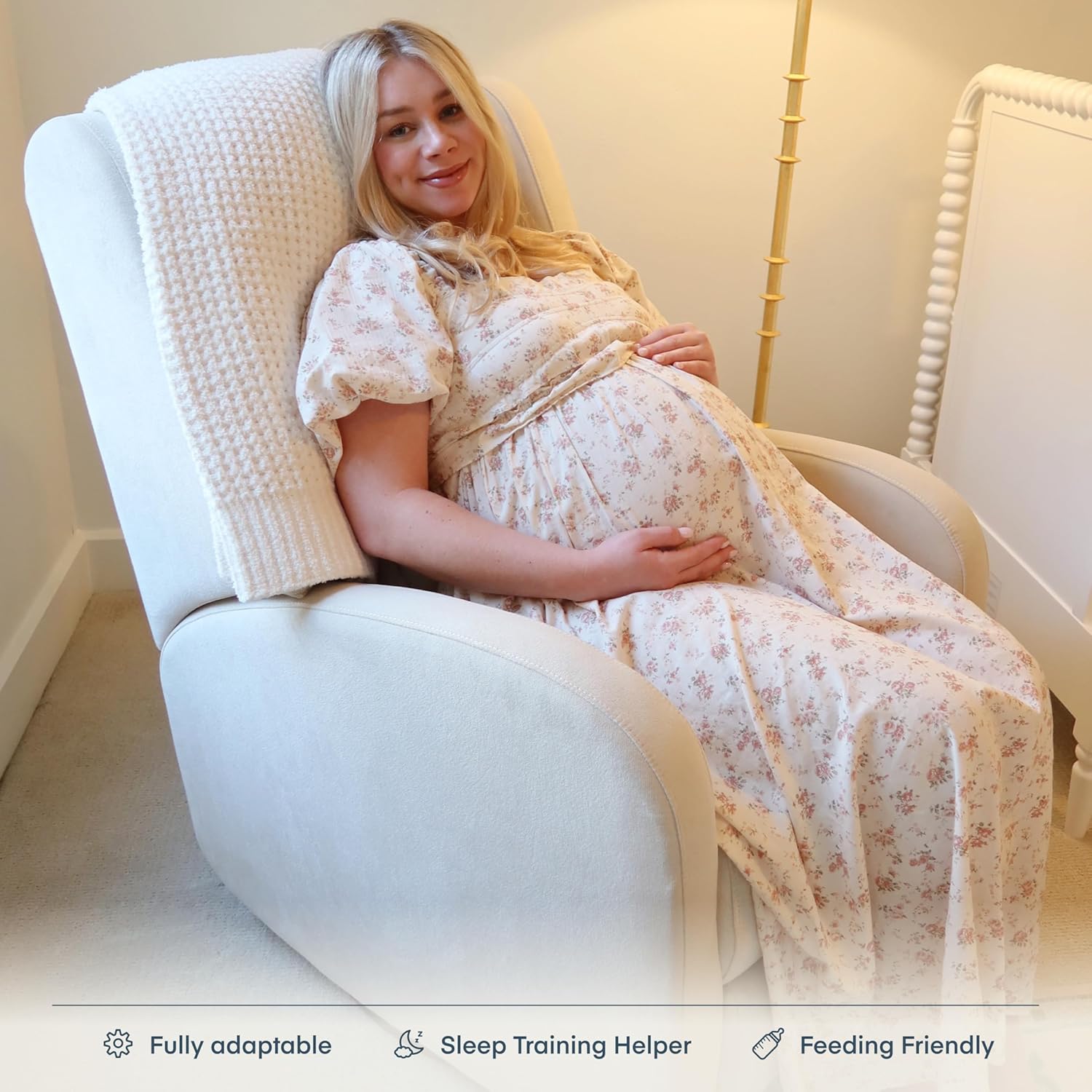 Nurture& The Charleston Wingback – Power Reclining Glider for Nursery – Ergonomic Chair with Stain-Resistant Fabric & Built-in Charging Port – Modern Baby Room Essential