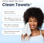 Clean Skin Club Clean Towels XL®, 100% USDA Serviette de visage bio-basée, serviette de visage jetable, Association Eczema acceptée, déshabillé Wipes sèches, Ultra Doucement, 1 Faites votre valise, 50 Ct