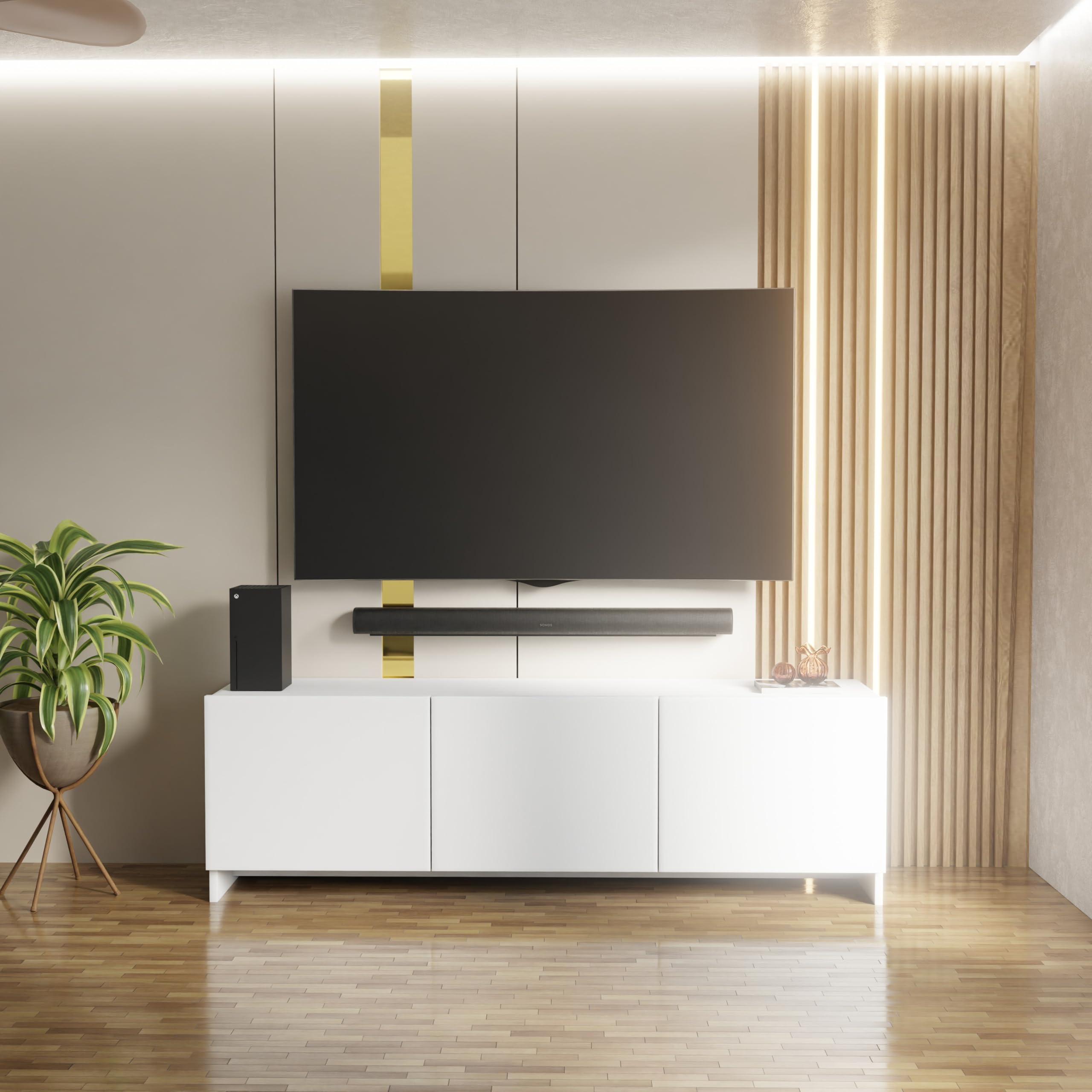Modern Design TV Entertainment Unit with Sleek Floating Cabinet Storage for Stylish Living Room Setup | Assembly-DIY | Color-White-image-39