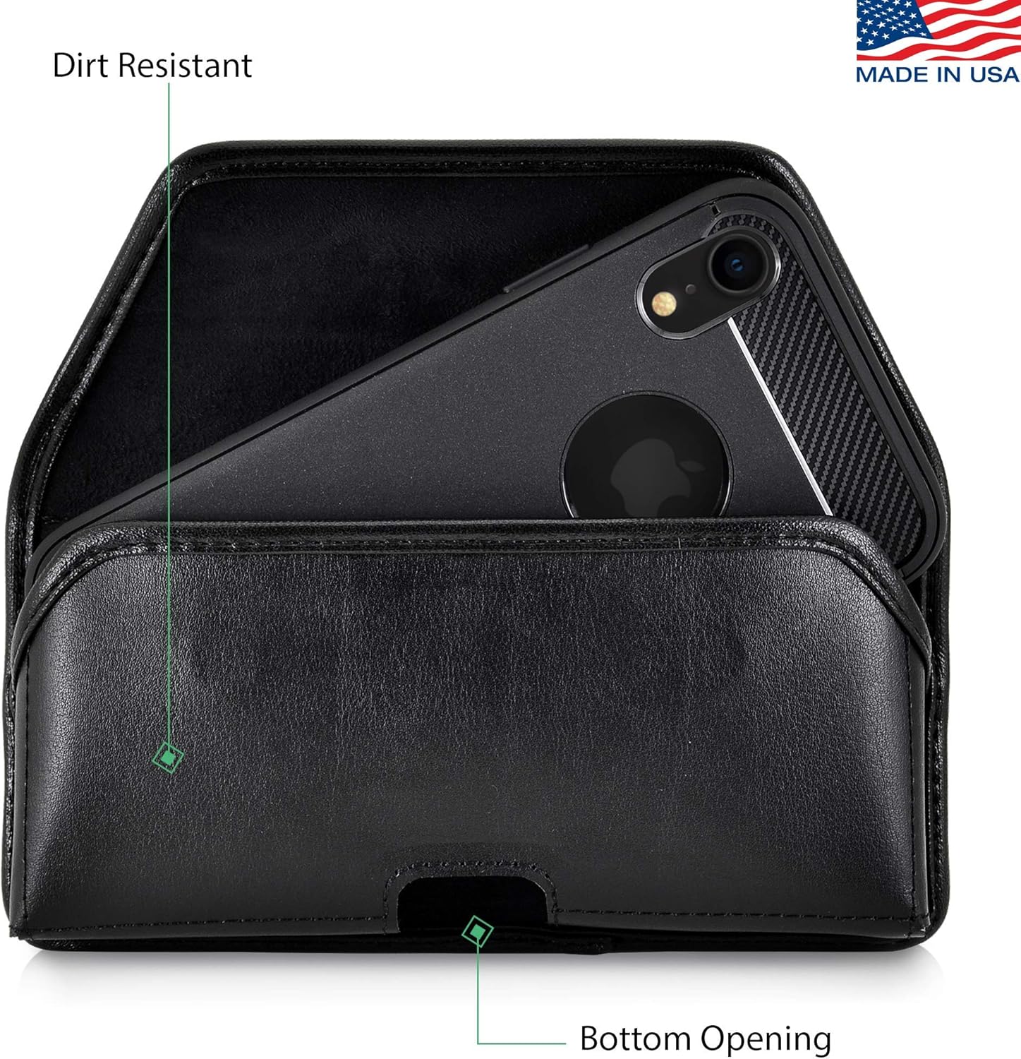 Turtleback Holster Designed for iPhone 11 (2019) and iPhone XR (2018) Belt Case Black Leather Pouch with Executive Belt Clip, Horizontal