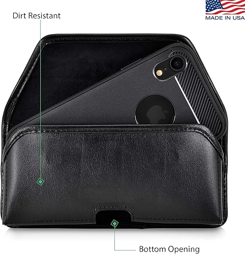 Vista 29 de Turtleback Funda para cinturón diseñada para iPhone 11 (2019) y iPhone XR (2018), funda vertical de cuero negro con clip giratorio para cinturón