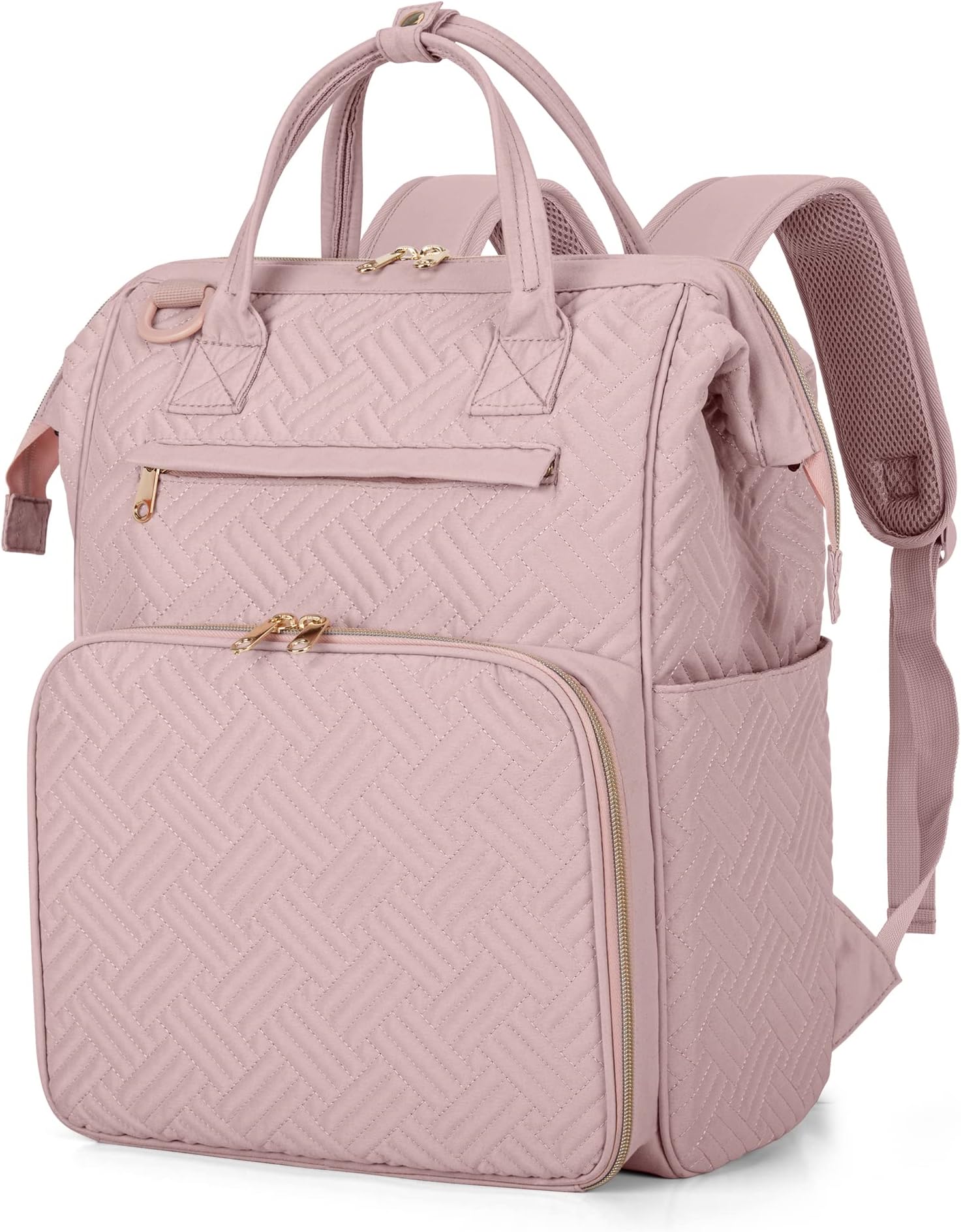 Fasrom Teacher Laptop Backpack for Women, 14 inch Computer Work Backpack Nurse Bag for Business, College, Travel and Home Visits (Empty Bag Only), Pink