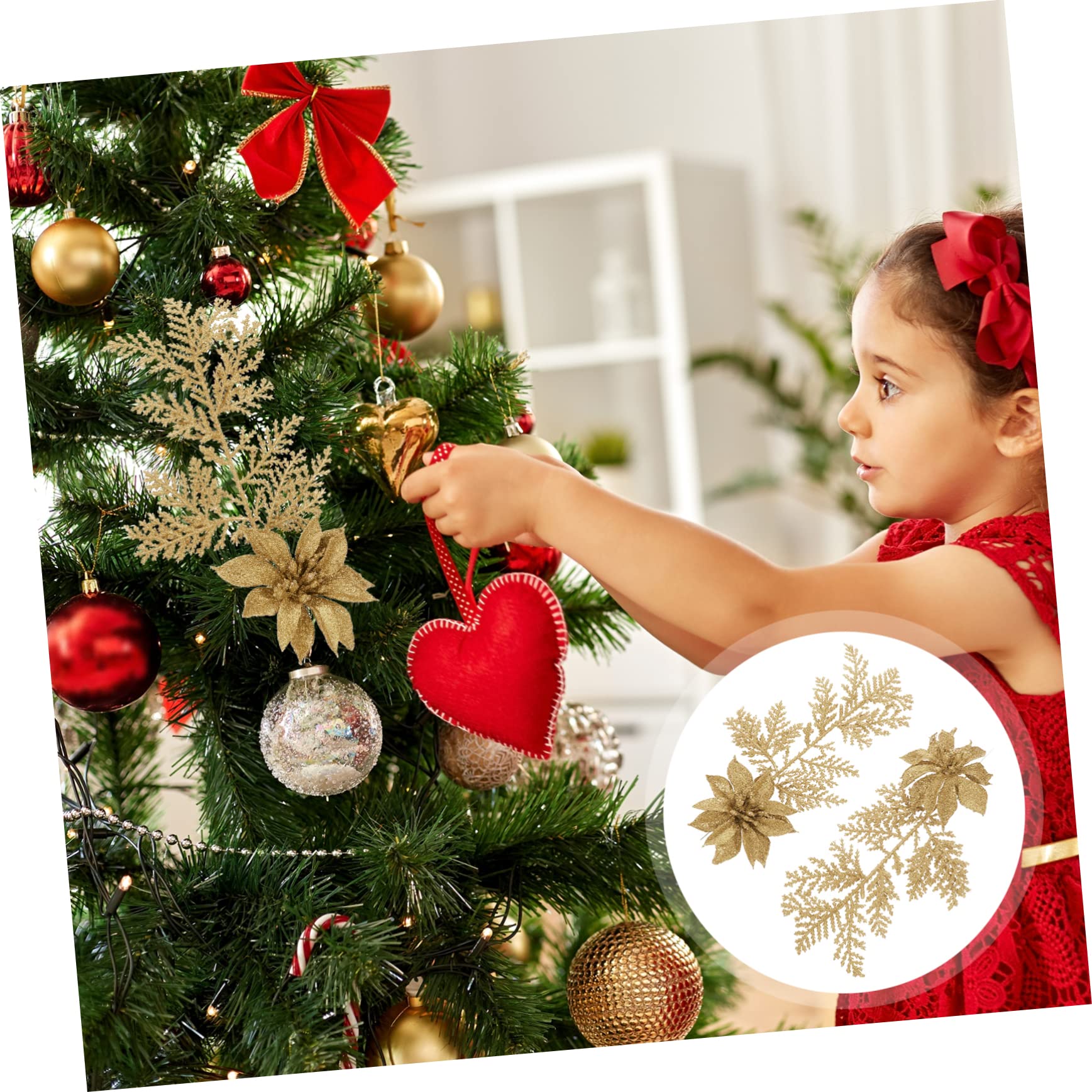 Alipis 3 Set Di Rami Di Pino Per Albero Di Natale Decorazioni Con Glitter Fiori Artificiali Ghirlande Di Natale Facili Da Usare Per Decorazioni Natalizie 6 Pezzi*3