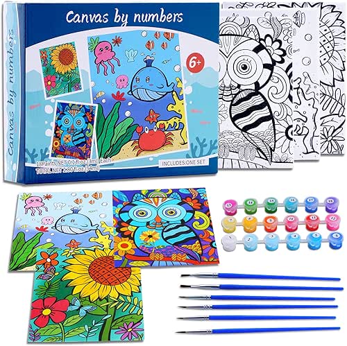 3 Pack Paint by Numbers Kit for Kids Ages 8-12,