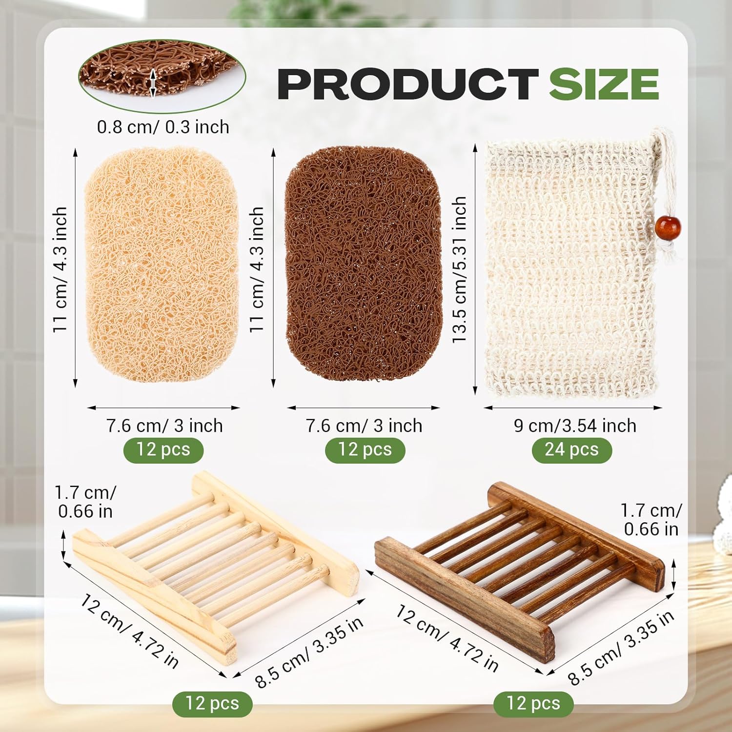 72 Pcs Soap Saver Set Including Wooden Dish Exfoliating Bag Saver Pads Bulk with 100 OPP Transparent Bags 2 Bundles Paper Ropes for Bar Wedding Shower Homemade Gift(Classic Color)