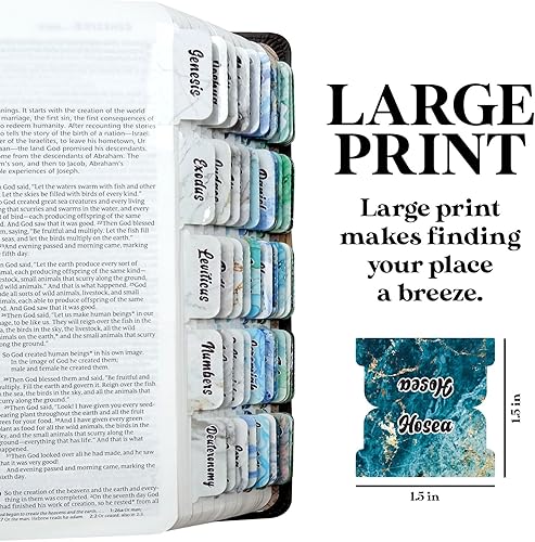 Miniatura 3 de Blessed Self Pestañas bíblicas con impresión grande laminada divisores bíblicos mármol antiguo y nuevo testamento