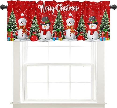 Cortinas de cenefa para ventanas de cocina, 54 x 18 pulgadas, cenefas de ventana de Navidad, cenefa con bolsillo para barra para dormitorio, baño,