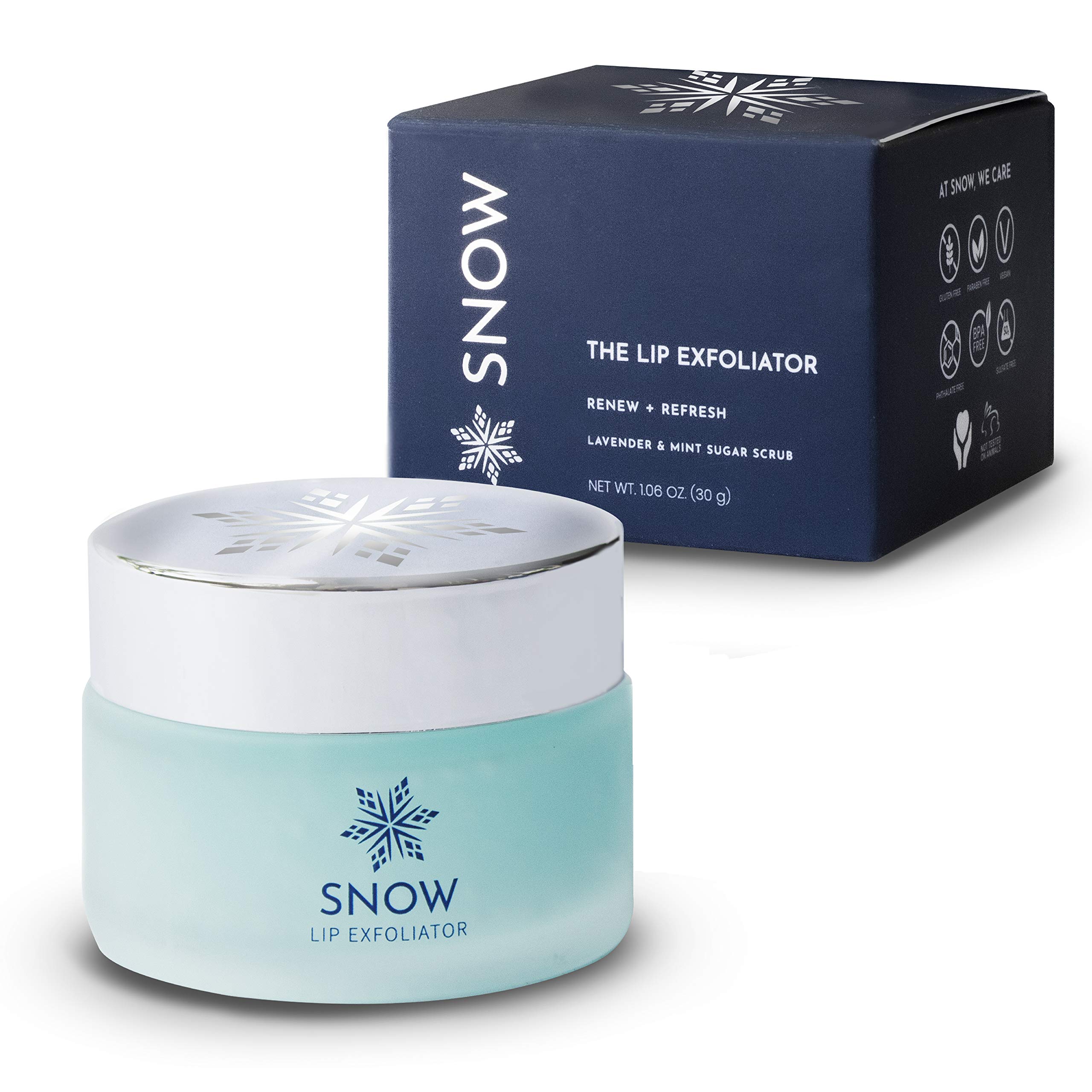 SNOWLavender and Mint Sugar Lip Exfoliator, Moisturizing Lip Scrub Hydrating Lip Care, Smooth & Plump Lips, Lip Exfoliator Scrub w/Sugar, Jojoba Oil, Vitamin E, Lip Scrubs Exfoliator & Moisturizer