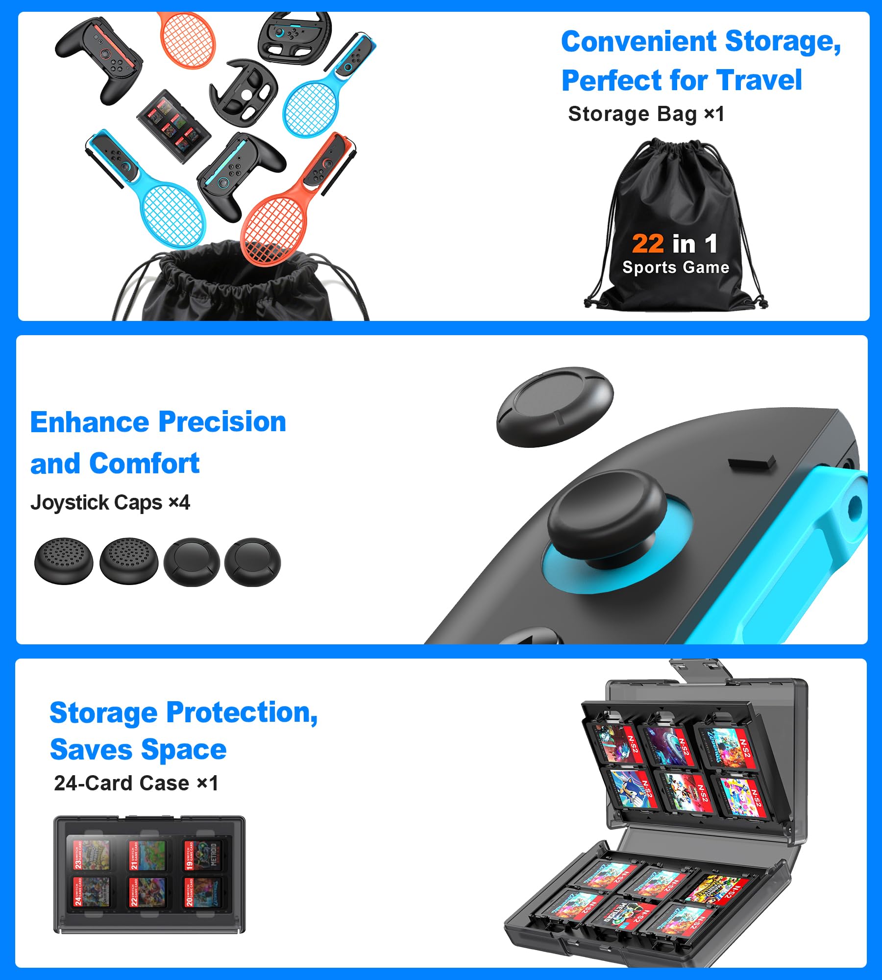 Amazon.com: Larstylee 22 in 1 Switch 2 Sports Accessories Bundle