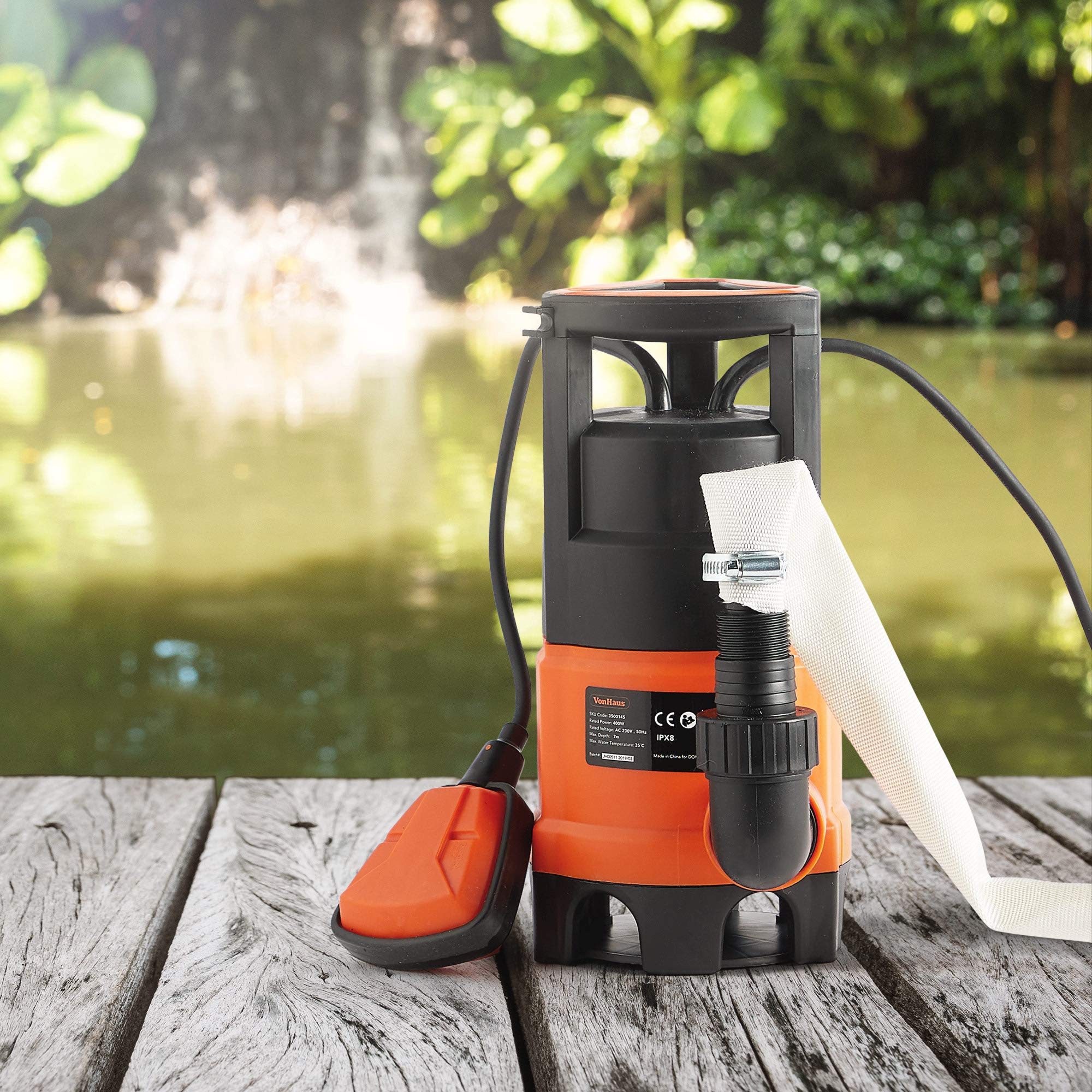 VonHaus Submersible Water Pump with 8m Hose (400W) Includes Jubilee