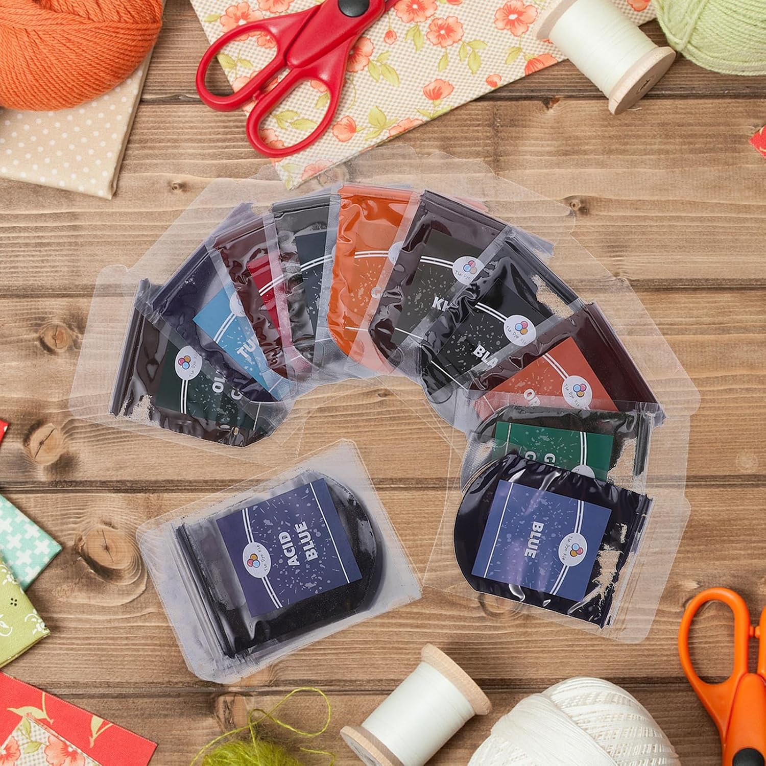 Mikikit 20 Bags Tie Dye Powder Kit with 20 Vibrant Colors 10g Each Bag Powdered Fabric Dyes Suitable for Types of Fabrics for Tie Parties and Outdoor Activities