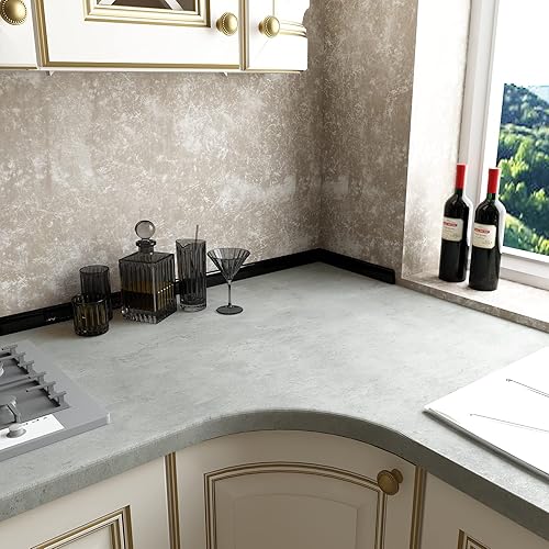 Miniatura 6 de VEELIKE Papel tapiz de hormigón de 15.7 x 118 pulgadas, papel de contacto de hormigón envejecido para encimeras, impermeable, extraíble, industrial,