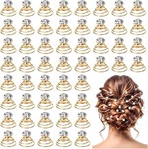 Hair Spirals and Hair Pins for Weddings, Pack of 60 Spiral Hair Accessories with Crystal Rhinestone Hair Clip, Glitter Hair Jewellery, Bridal Hair Clips for Prom (Gold)