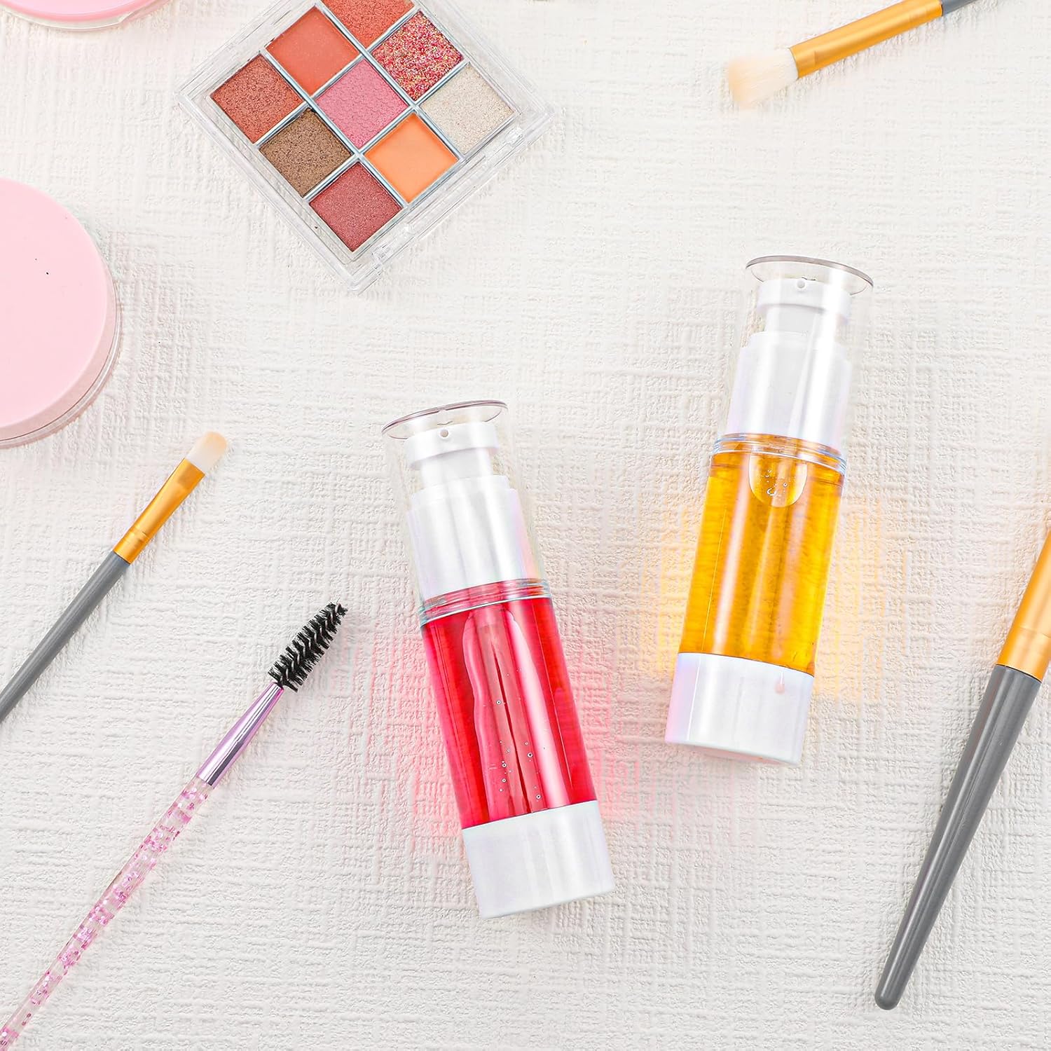 35 Pcs Clear Airless Pump Bottles Refillable Cosmetic Travel Size Dispenser Vacuum Plastic Travel Bottles Empty Lotion Pump Dispenser Liquid Toiletry Container