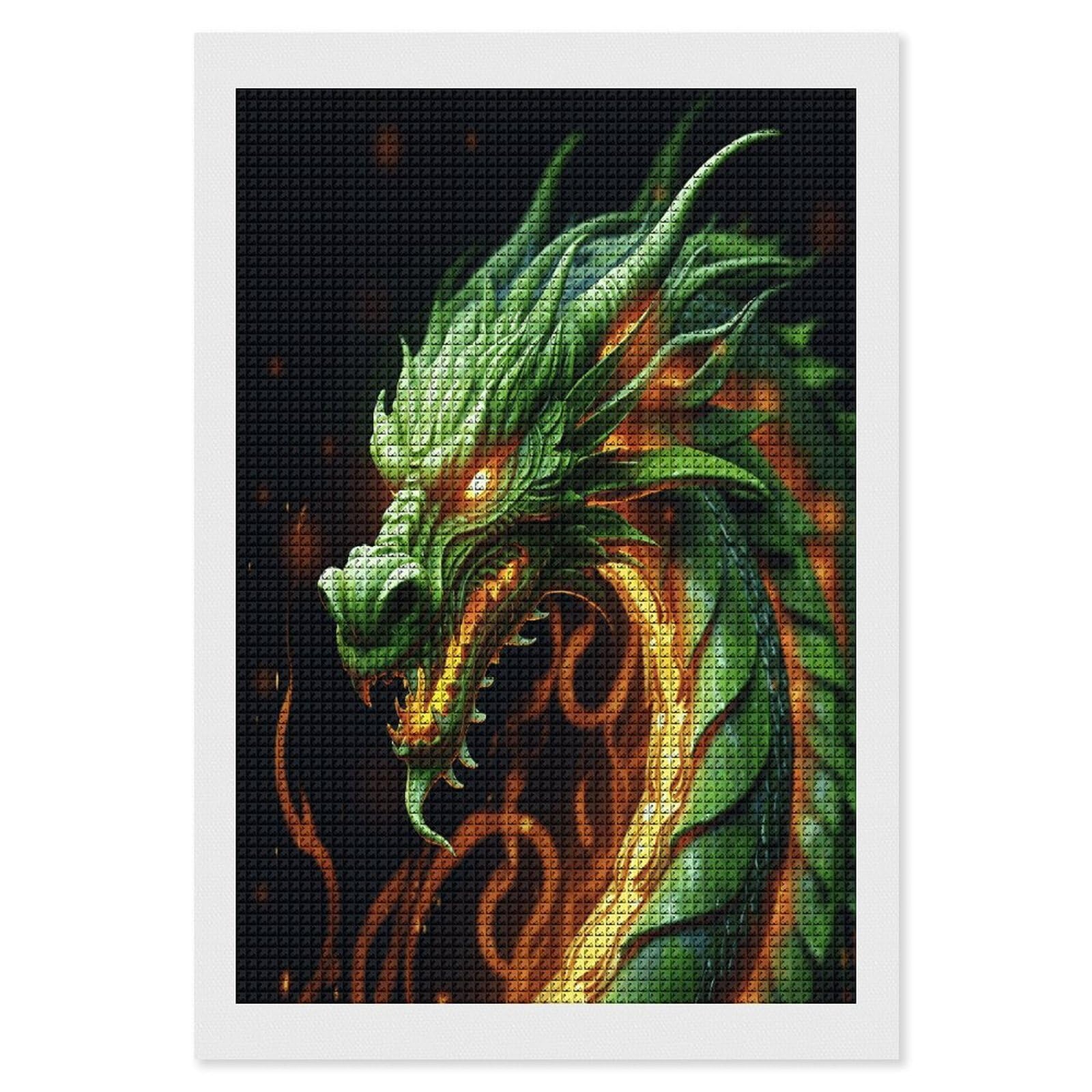 FodPand Chinese Dragon Diamond Painting Kit for Beginner Fun 5D DIY Crafts for Adults Diamond Art Kits Square Diamond Art Canvas Painting Gem Art Crafts for Home Wall Decor 8"x12"