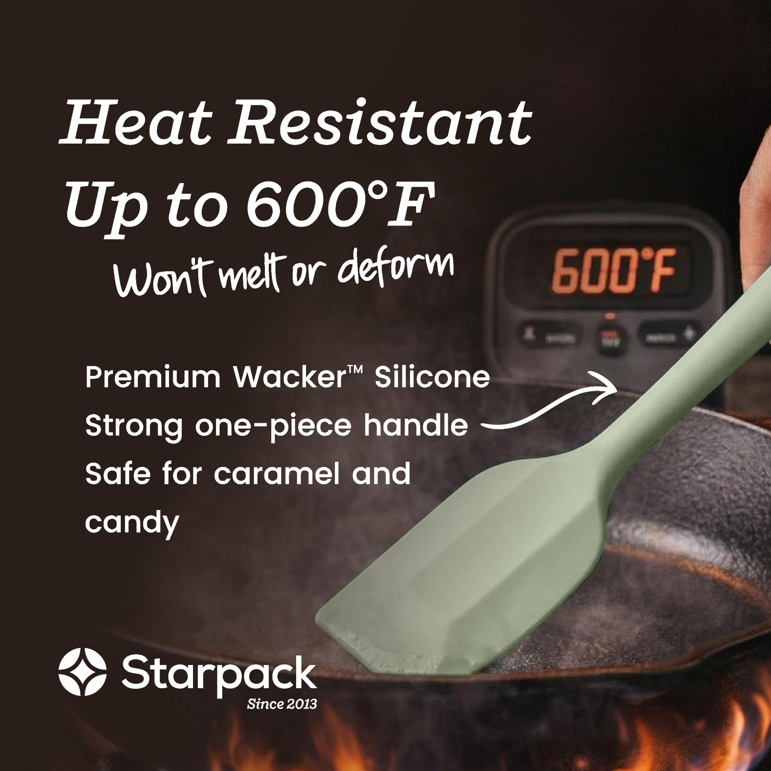 StarPack - Juego de 4 espátulas de silicona resistentes al calor a 315.6 °C, espátulas de cocina de grado alimenticio, espátula antiadherente de silicona para hornear y cocinar, juego de espátulas de