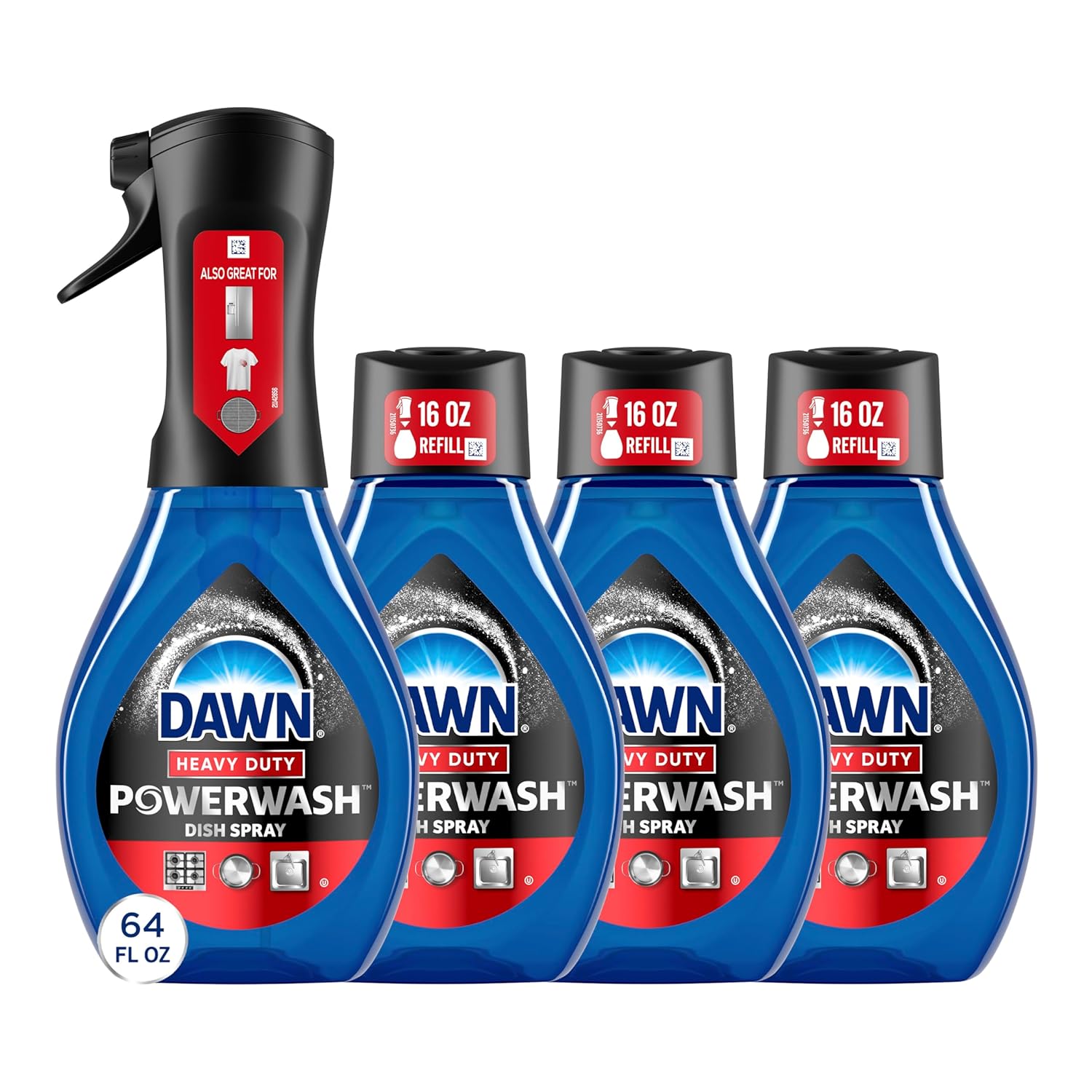 Dawn Powerwash Heavy Duty Dish Spray All-Purpose Cleaner and Degreaser 64oz 1 Starter Kit 3 Refill