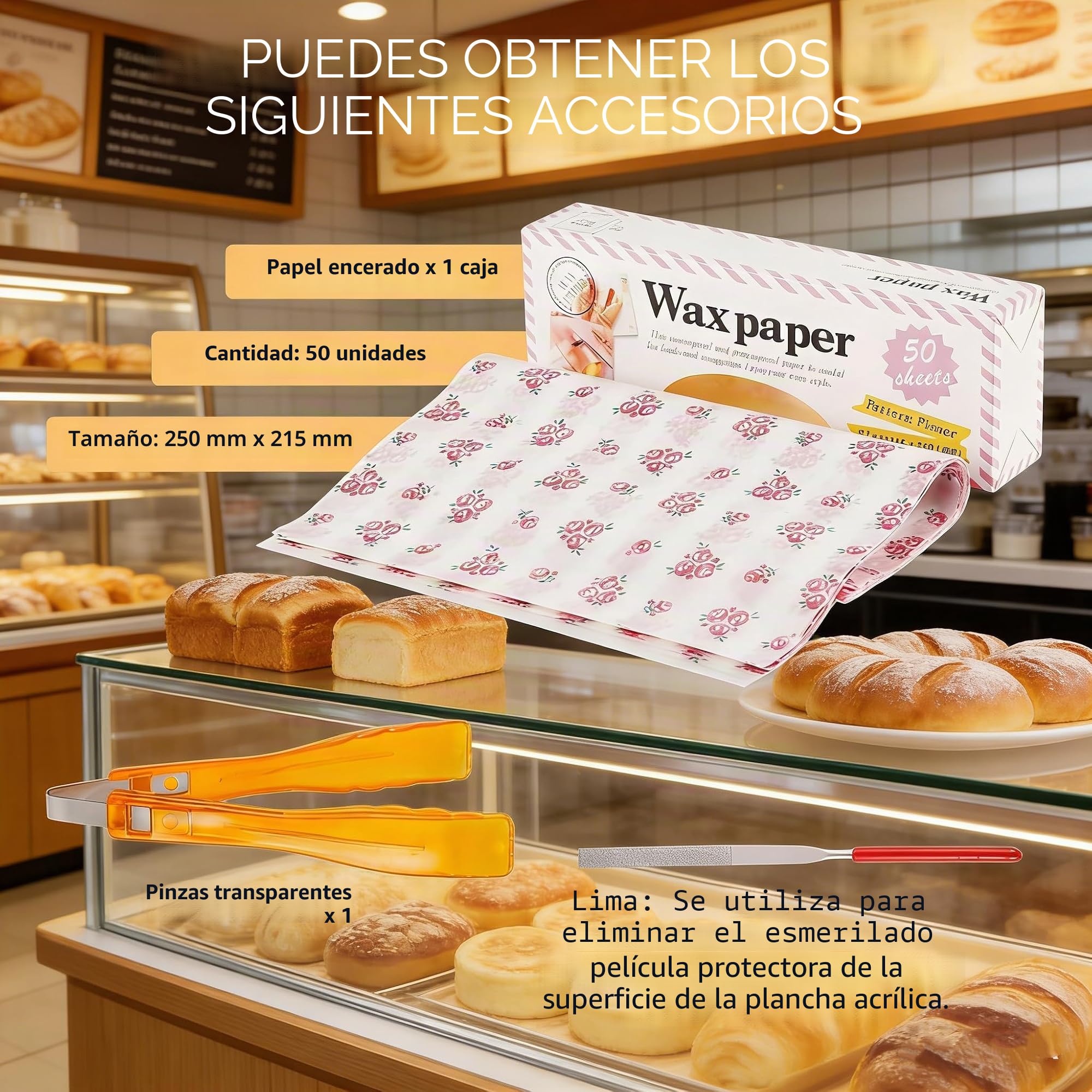 BAOSHISHAN Vitrina acrílica para repostería, mostrador de alimentos de 4 niveles para exhibir pasteles, donas y pasteles con pinzas para servir