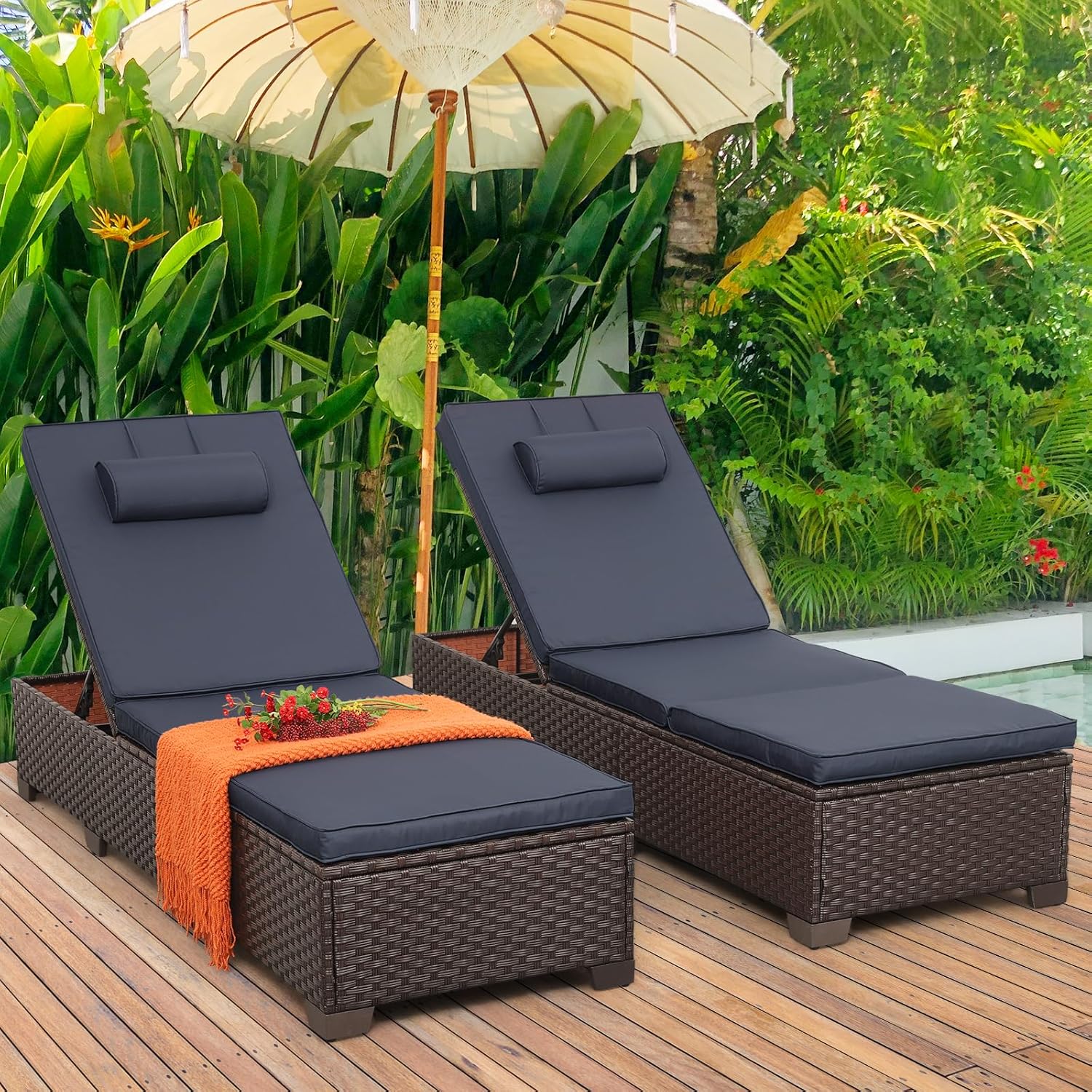 Outdoor Chaise Lounge Set of Brown Wicker Patio Ireland Ubuy