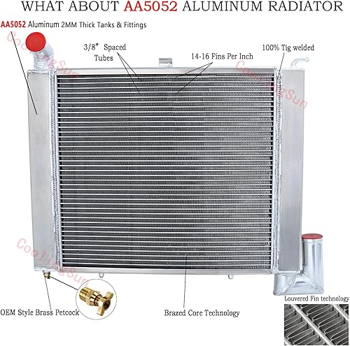 Miniatura 2 de Radiador de aluminio para Chevy Corvette Convertible Coupé 5.3 5.4 5.7 V8 Motor Radiadores de 3 filas 1963 1964 1965 1966 1967 1968 1969 1970 1971