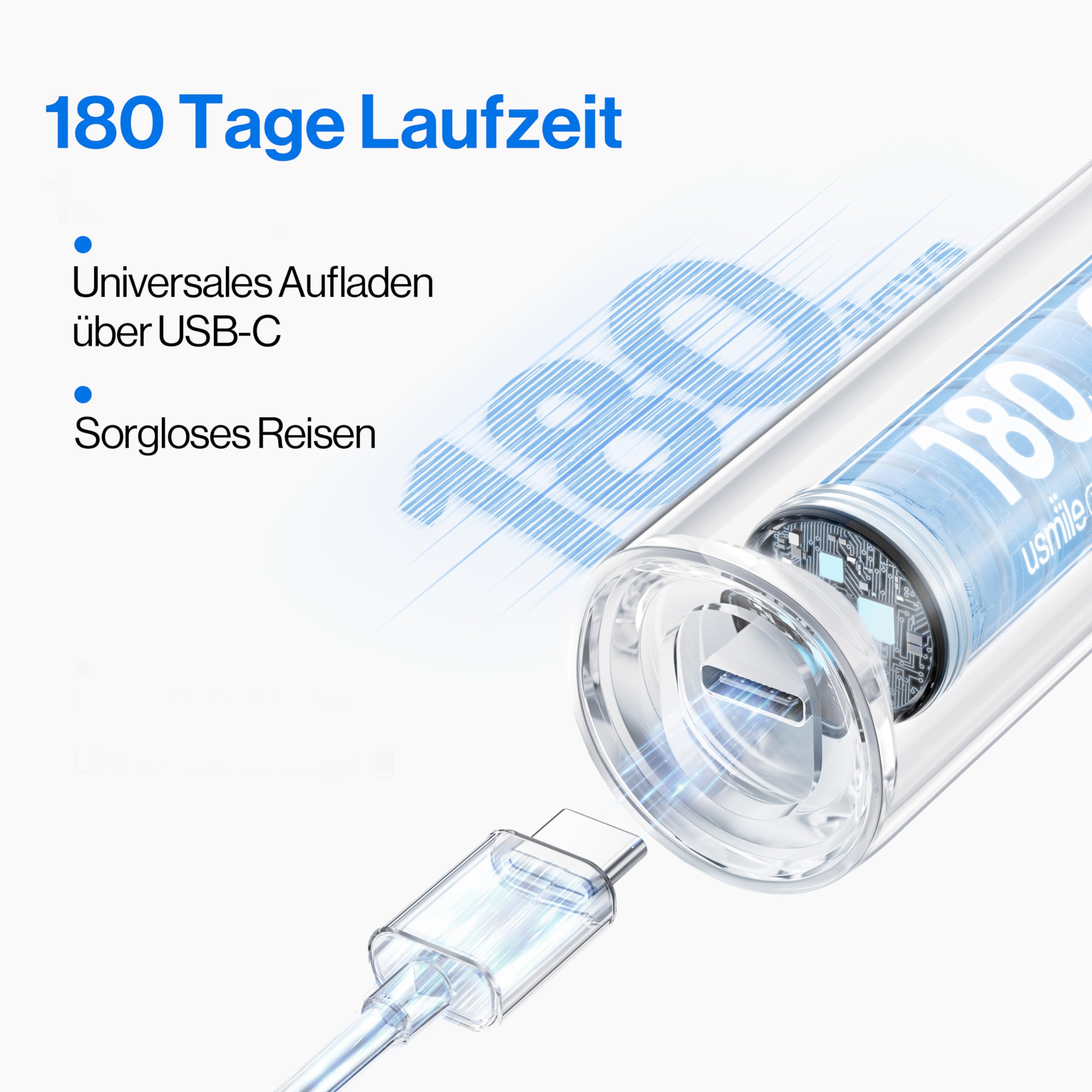 usmile Y10 PRO Schallzahnbürste mit Display, Drucksensor, 4 Modi, 180 Tage Akku, IPX8, erkennt ungeputzte Stellen, reisetauglich, inkl. 2 Bürstenköpfe