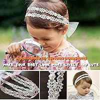Vista 5 de DANMY Diadema súper elástica para bebé,Banda de pelo de encaje de algodón para niños,Conjunto de accesorios para el cabello de turbante suave