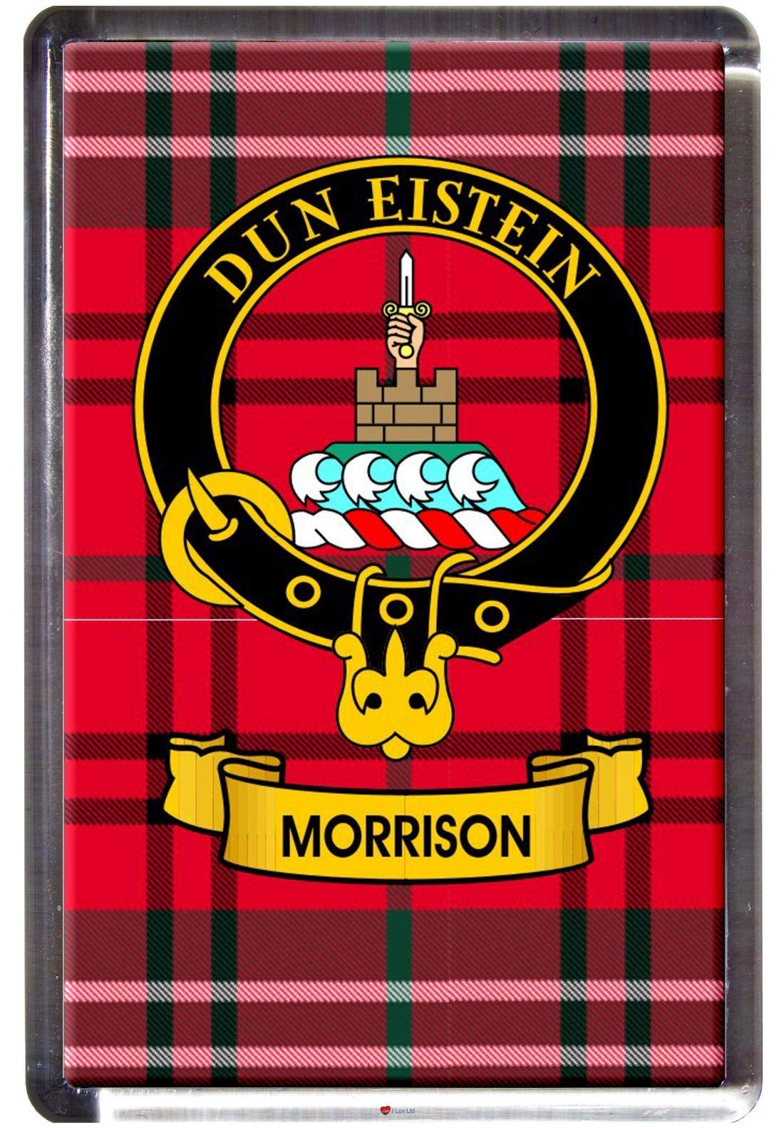 I Luv Ltd Morrison Clan Tartan Fridge Magnet With Scottish Clan Crest On Clear Acrylic Base