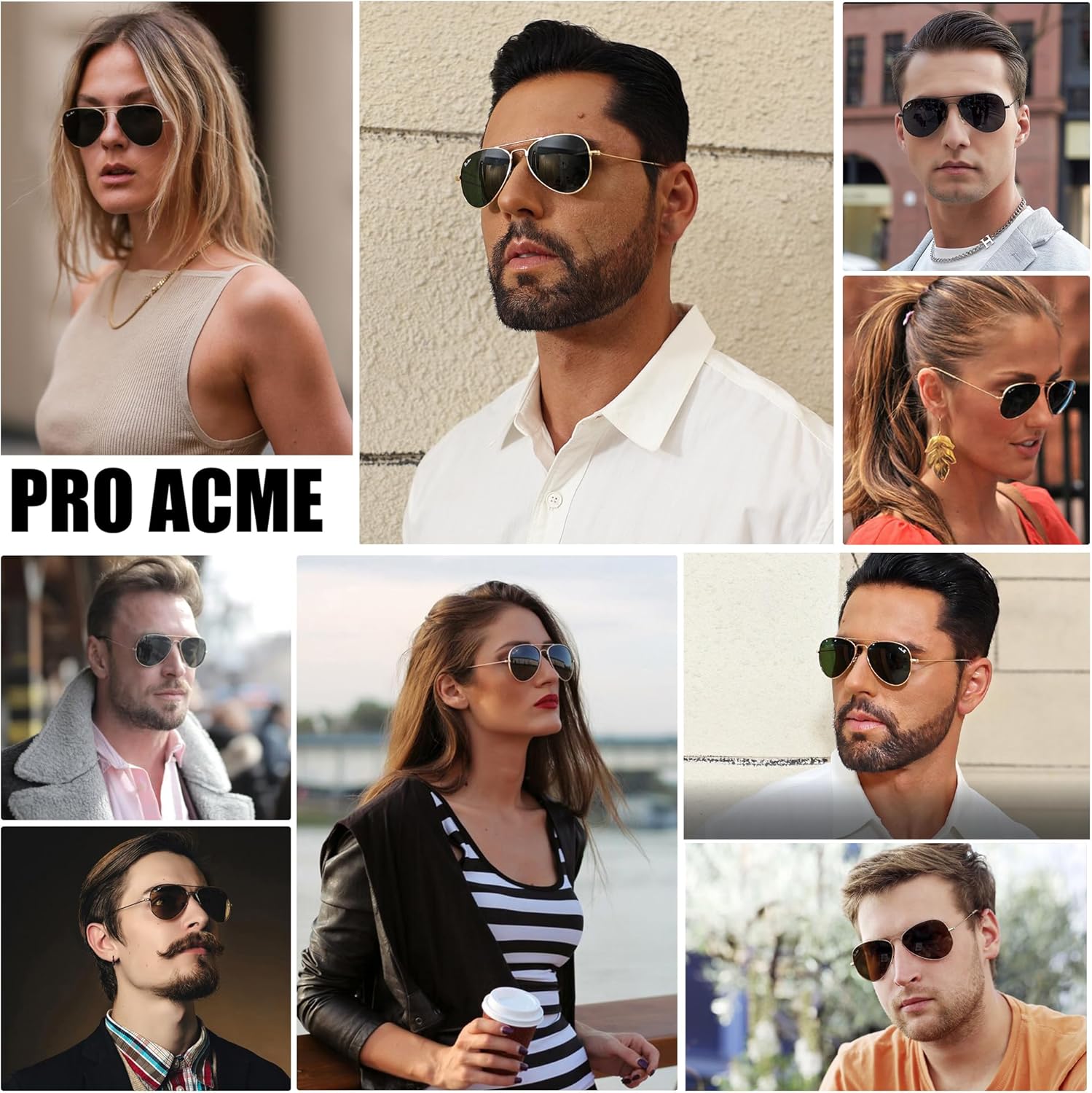 Pro Acme Small Aviator Sunglasses Glass Lens, Classic Metal Frame UV400 Protection for Men Women 55MM - Image 2