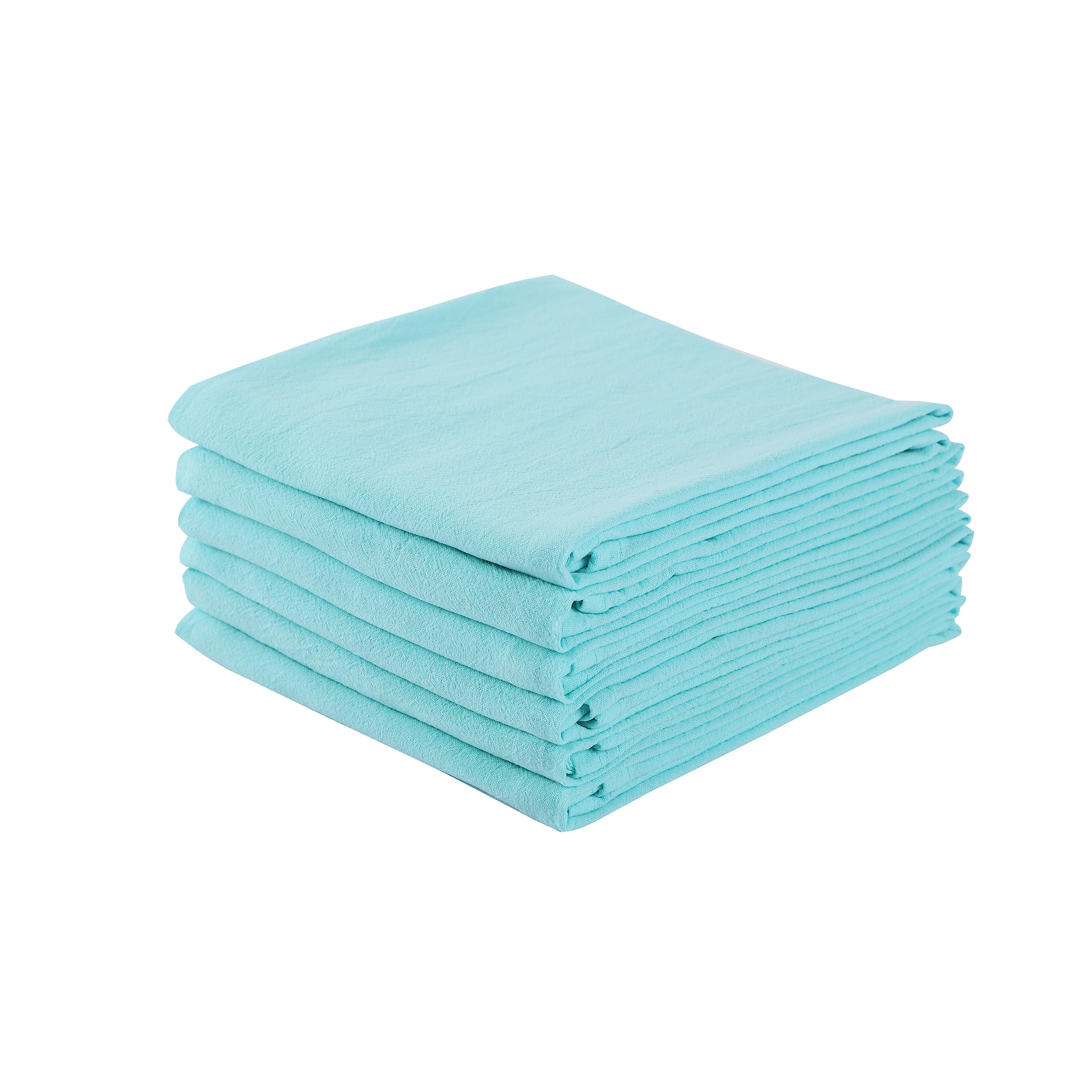 clwellge 100% Cotton Flour Sack Dish Towels, Pack of 6, Blank Tea Towels Highly Absorbent Kitchen Towels, Plain Cotton Towels for Drying and Cleaning 50x70cm (Teal)