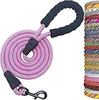 Vista 33 de MayPaw Correa de perro de cuerda resistente, correa de nailon para mascotas de 6/8/10 pies, mango acolchado suave, correas gruesas para perros Negro