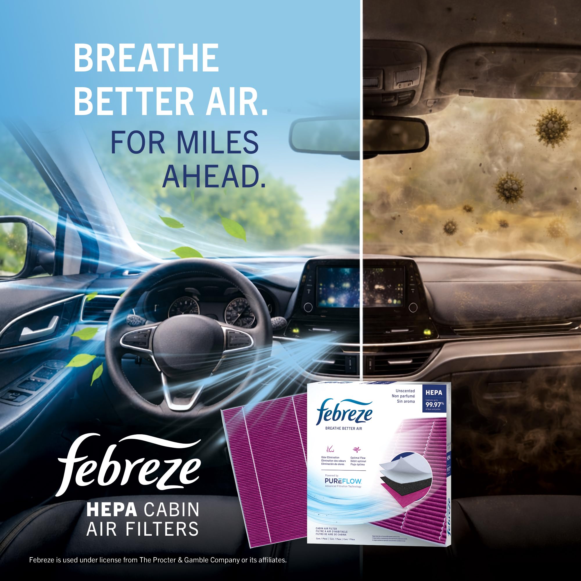 Febreze Odor Control UNSCENTED HEPA Cabin Air Filter by PUREFLOW RZ19193H