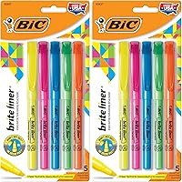 Vista 1 de BIC Brite Liner - Resaltadores, punta de cincel, 5 unidades, colores surtidos, paquete de 2