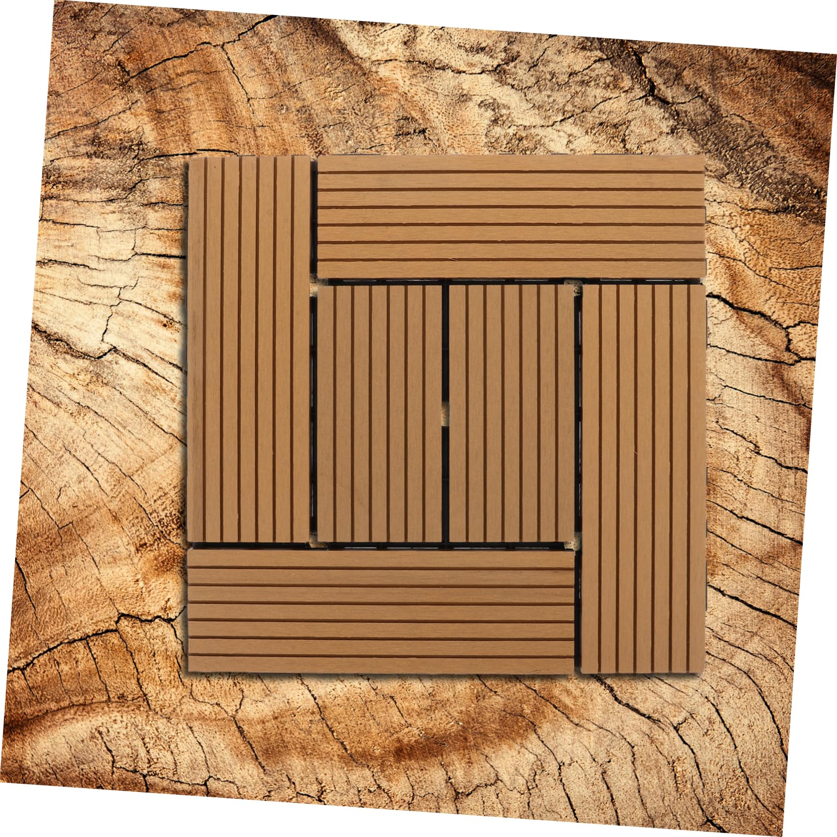 Cabilock Dalles de Terrasse Clipsables Aspect Naturel Revêtement Sol Extérieur Antidérapant Aux Intempéries pour Balcon Jardin Patio