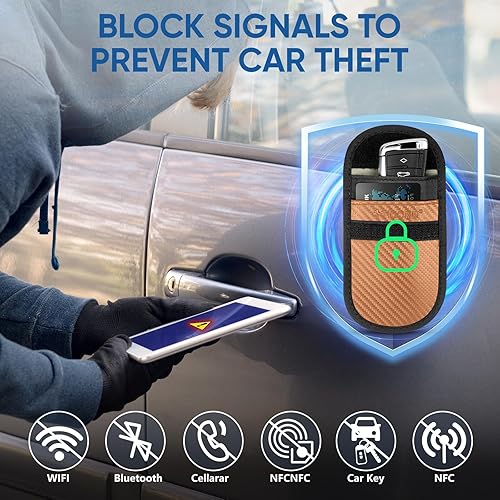 Vista 175 de TICONN Faraday - 2 bolsas para llavero, protector de jaula Faraday de 3.5 x 5.0 pulgadas, bloqueo de señal RFID para automóvil, bolsa antirrobo Negro