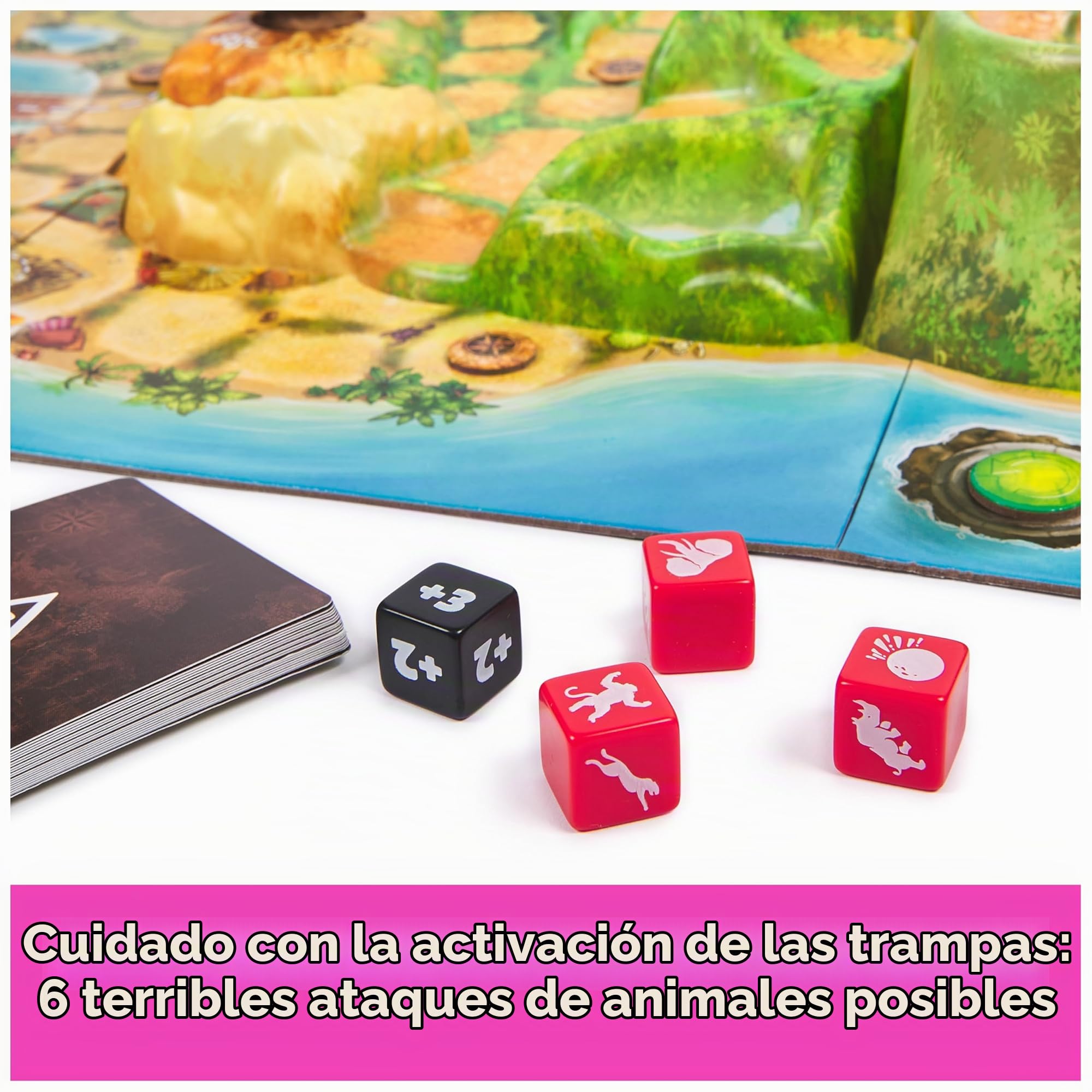 Jumanji Estampida, Juego de Mesa colaborativo, Juego de Aventuras en 3D basado en la película de acción y Comedia, Noche de Juegos en Familia para Adultos y niños a Partir de 8 años