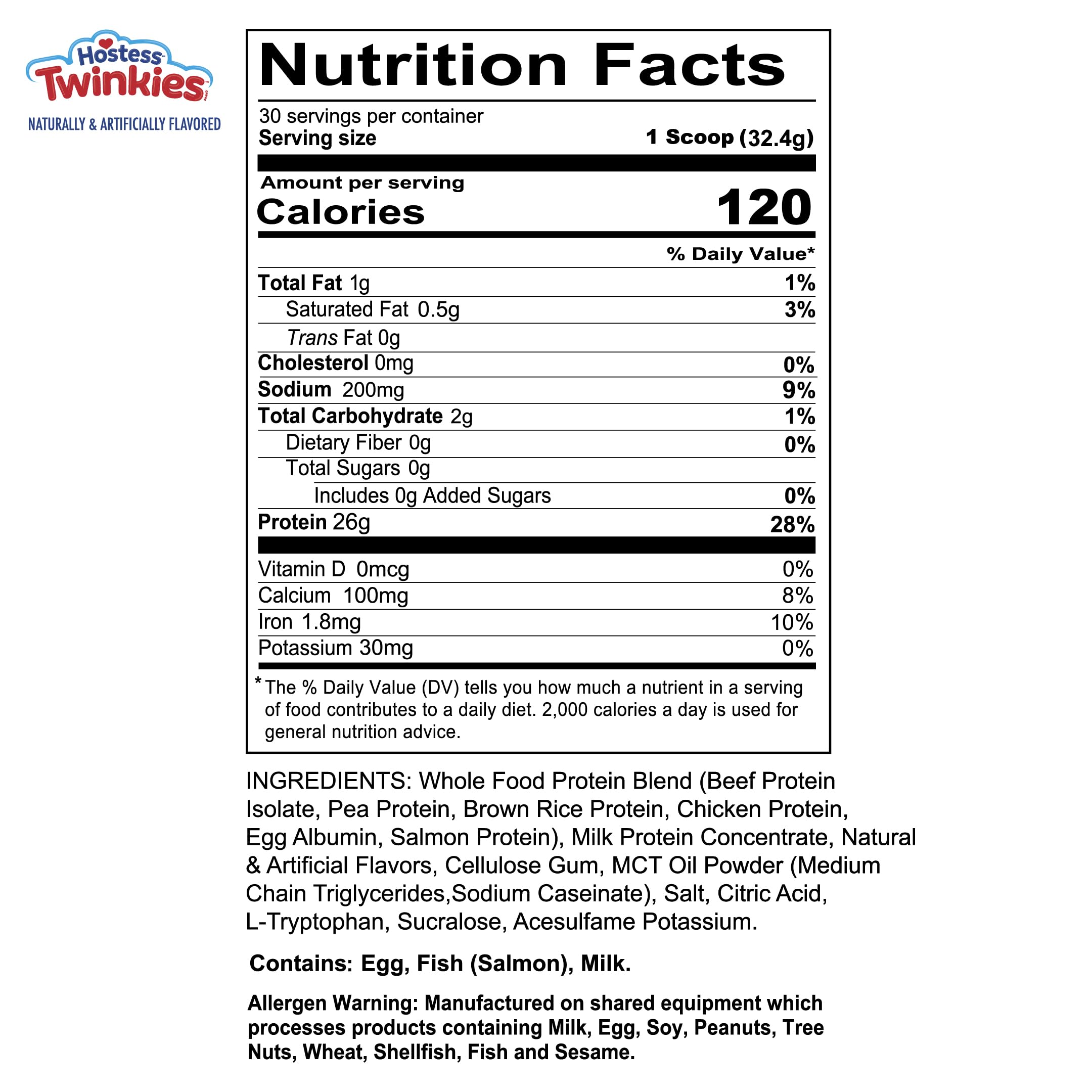 REDCON1 MRE Lite Hostess™ Twinkies Whole Food Protein Powder - Lactose & Whey Free Meal Replacement with Animal Protein Blends - Easy to Digest Supplement Made with MCT Oils (30 Servings) — Amazon image 2