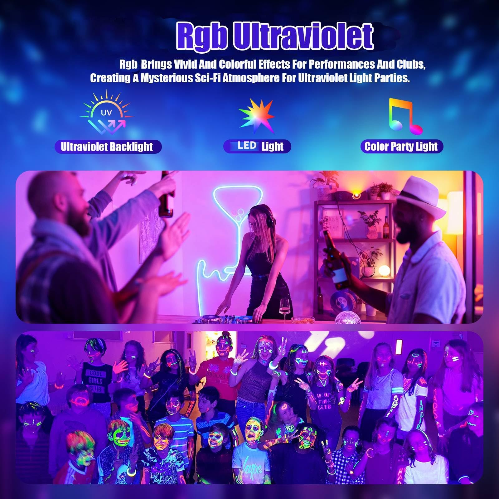 4 in 1 Luci Discoteca, Luci Discoteca a Ritmo di Musica, Luce Stroboscopica LED RGB Luci DJ Discoteca con Telecomando per Feste Domestiche, Discoteche, Halloween, Natale