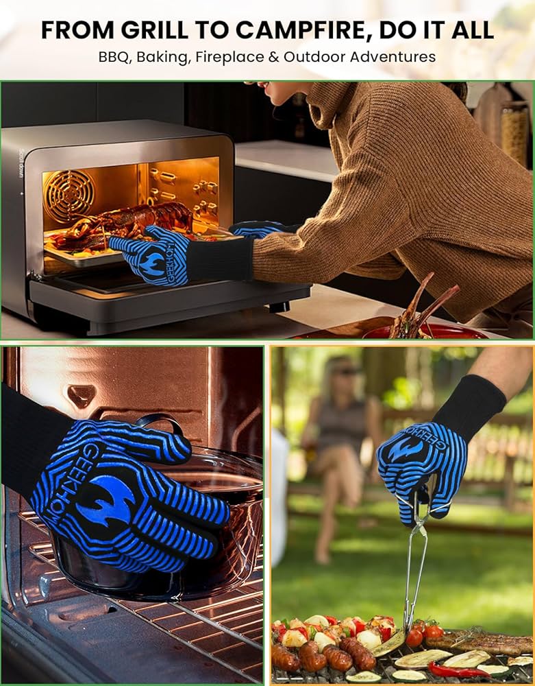 Amazon | バーベキュー手袋、GEEKHOM 500°C / 932º耐熱オーブン