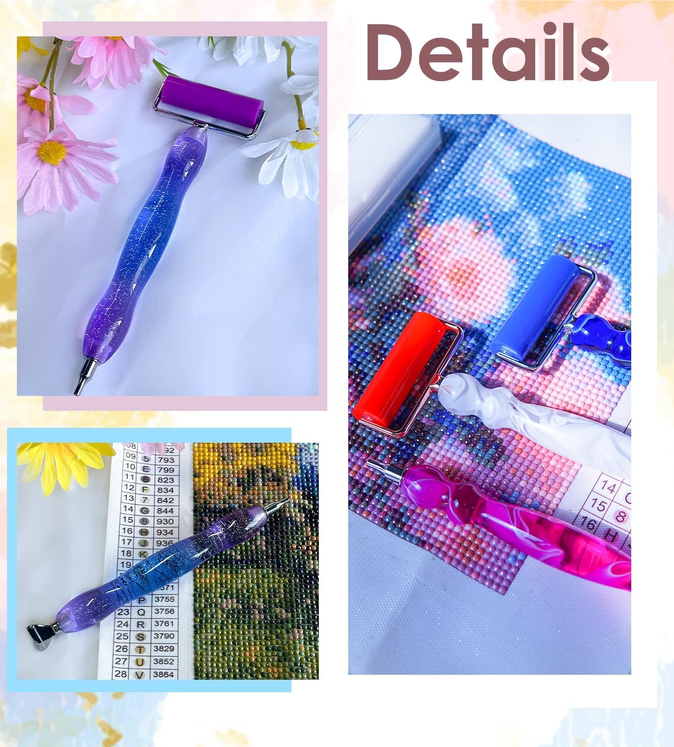 17PCS Threaded Diamond Art Tools, 40% Thicker Diamond Painting Pen Anti-Loosen