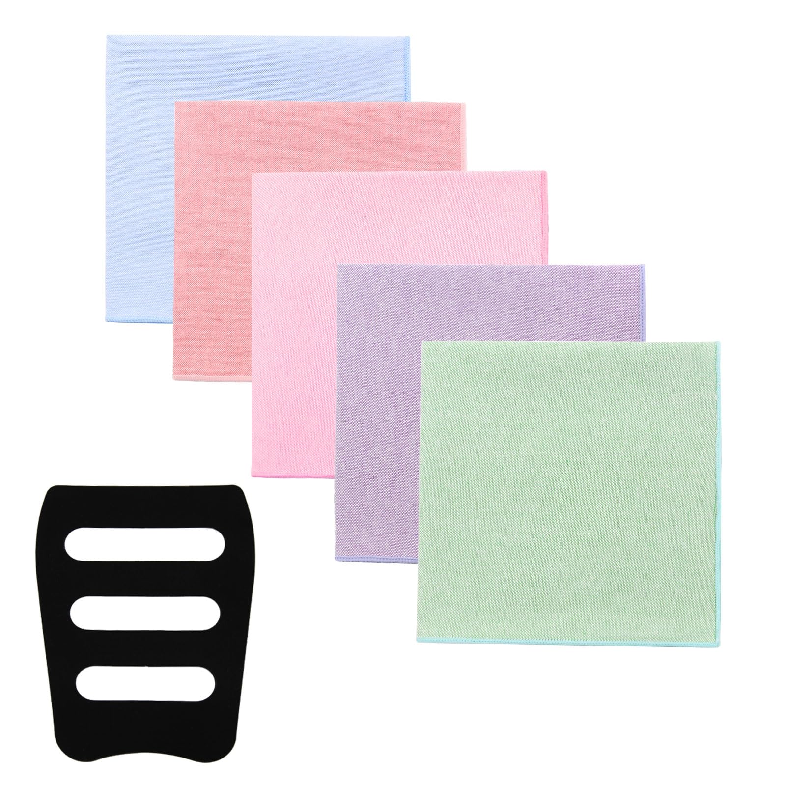 Mantieqingway Mens Handkerchiefs, 5 Pcs Cotton Handkerchiefs for Men with Pocket Squares Holder for Wedding Business Concert (Mix-02)