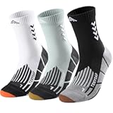 Compression Crew Running Socks&colon; Athletic Socks for Men Women with Cushion&comma;3 Pairs Work Hiking Basketball Sport Socks