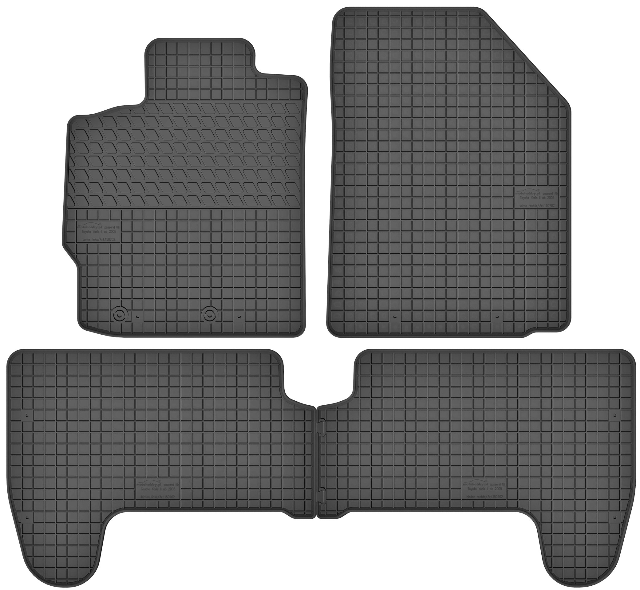Recambo 3D rubberen vloermatten compatibel met Toyota Yaris II | XP9 | 2005- 2011 | rubberen automatten | precies passend | met rand | zwart