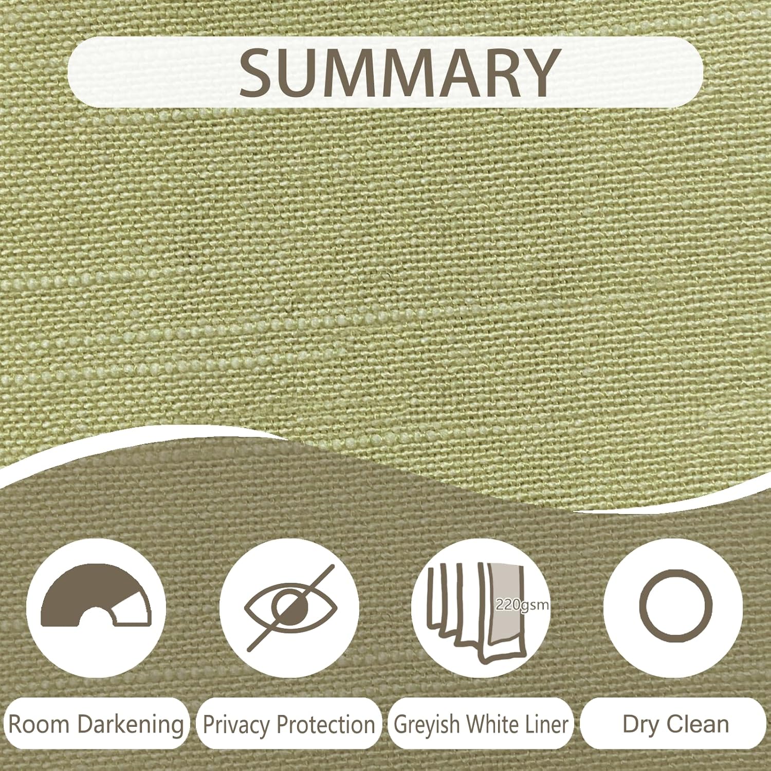 ChadMade Elegant Cotton Linen Blend Drape 84 Inches Long Room Darkening Curtain for Living Room, 4-in-1 Head Style Curtain Privacy Protection Window Treatment (W72 x L84, 1 Panel, Sage Green)