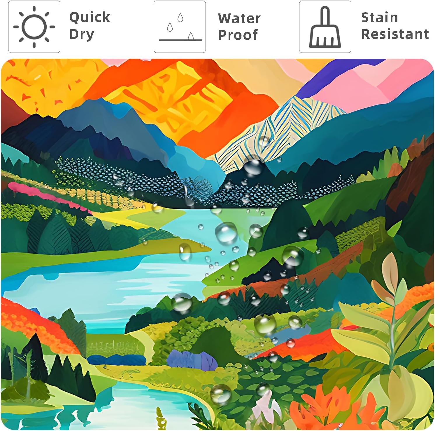 She Love Colorful Landscape Mountain Shower Curtain Nature Abstact Forest Lake Watercolor Art Painting Green Shower Curtains with Metal Hooks 72x84 Inch Waterproof Polyester Bathroom Curtain