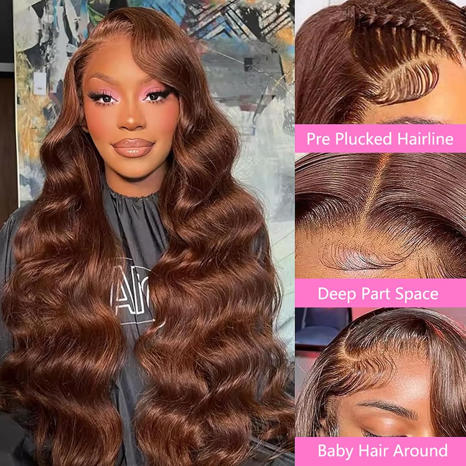 200% Density Chocolate Brown Lace Front Wigs Human Hair for Women 13x4 HD Lace Frontal Body Wave Lace Frontal Wigs Human Hair Pre Plucked with Baby Hair 28 Inch so Thick #4 colored