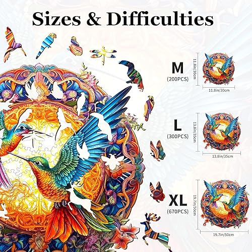 Miniatura 3 de KAAYEE Rompecabezas de madera para adultos, rompecabezas de madera con forma única avanzada de colibrí para adultos, rompecabezas familiares