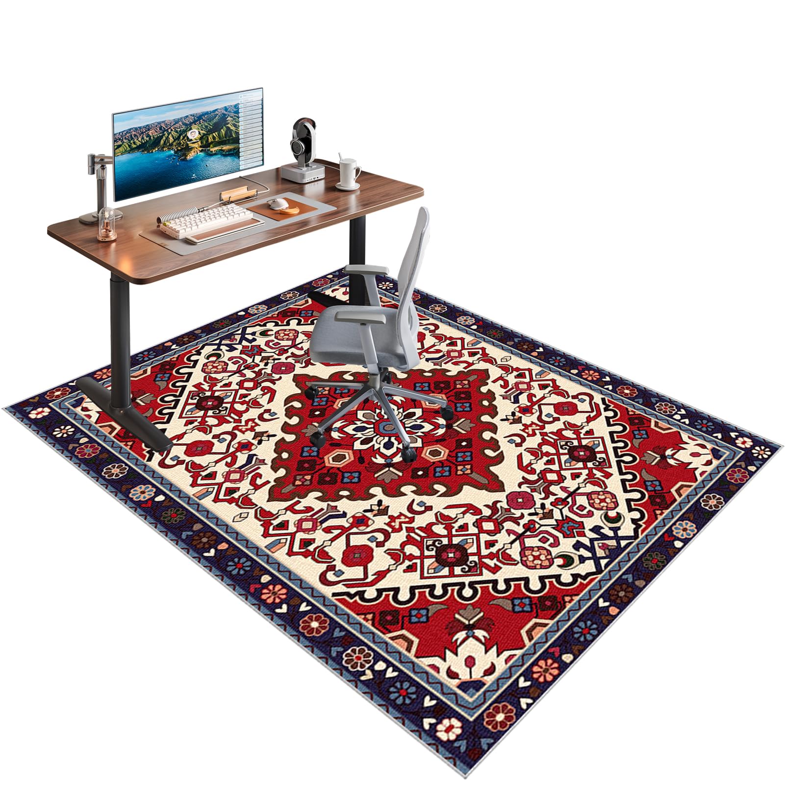 Tappetino per Sedia da Ufficio Casa Antiscivolo Tappeto per Sedia Gaming Tappetini per Sedie Multisuperficie Tappeto Rettangolare per Sedia a Rotelle per Pavimenti in Laminato 160 x 180 cm