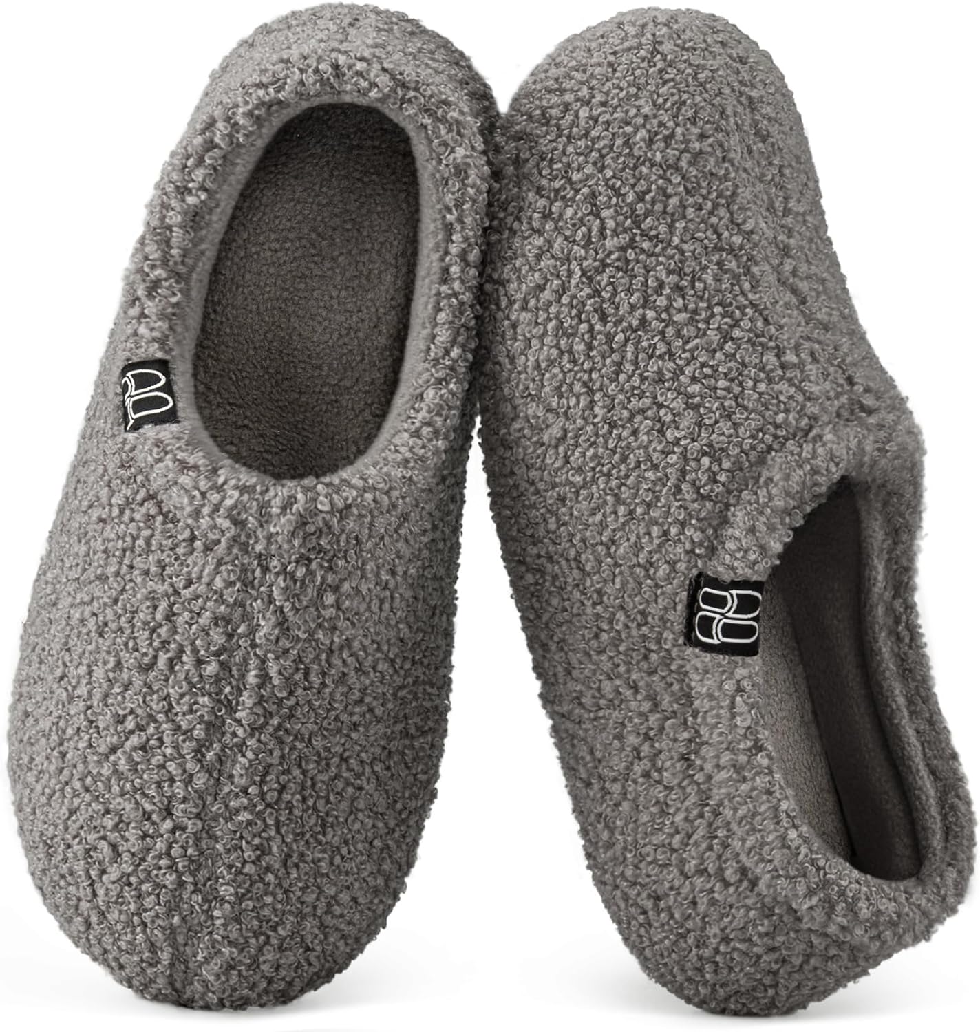 HomeTop Women's Fuzzy Curly Fur Memory Foam Loafer Slippers with Polar Fleece Lining