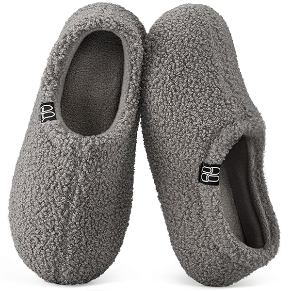 HomeTop Women's Fuzzy Curly Fur Memory Foam Loafer Slippers with Polar Fleece Lining
